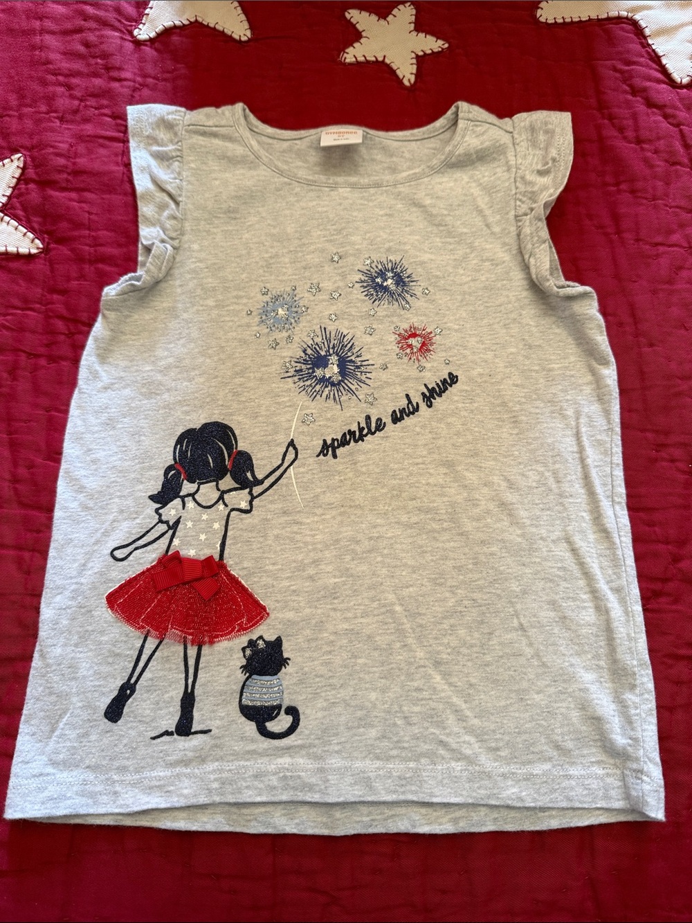 Gymboree Gray Tank Top with Red and Navy Graphic